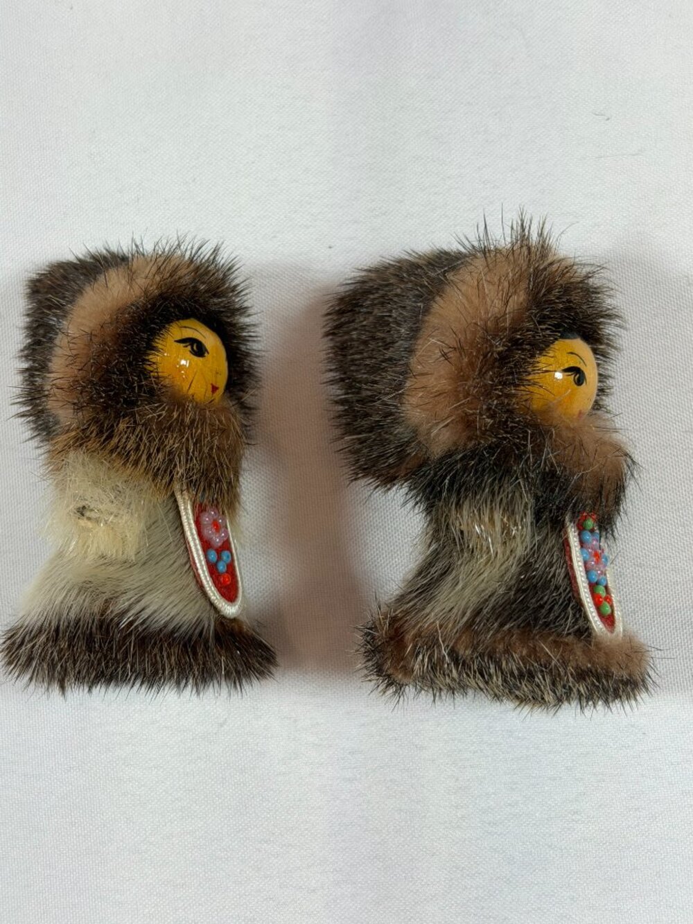 Vintage Native Inuit Arctic Set Of 3, Genuine Fur Dolls, GORGEOUS! - Picture 3 of 12